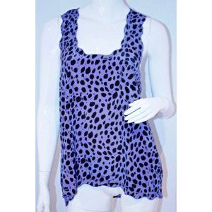 VERY J Designer Polka  BLOUSE Top SHIRT Blue Black LOOSE ( M )